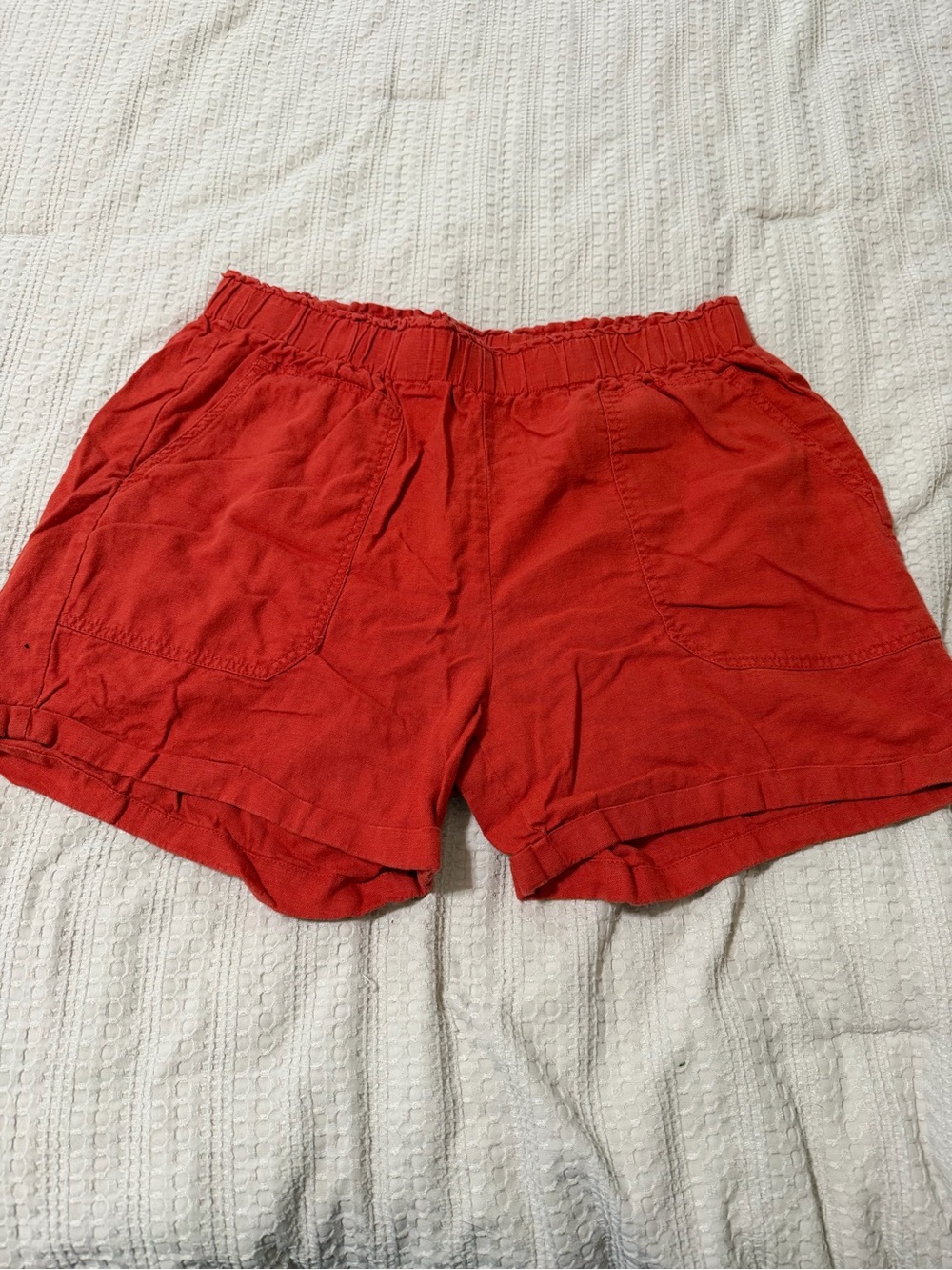 Briggs New York Red Elastic-Waist Linen Everyday Shorts